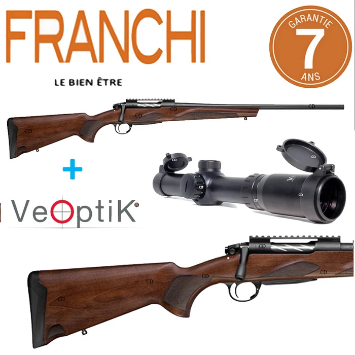 Pack Battue Carabine Franchi Horizon Bois Filetée 30-06 Sprg + Lunette 1-5×24