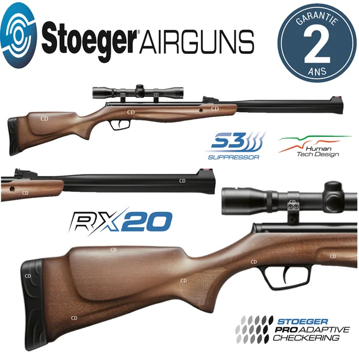 Pack Carabine Stoeger Airguns Rx20 S3 Suppressor Bois 20 Joules