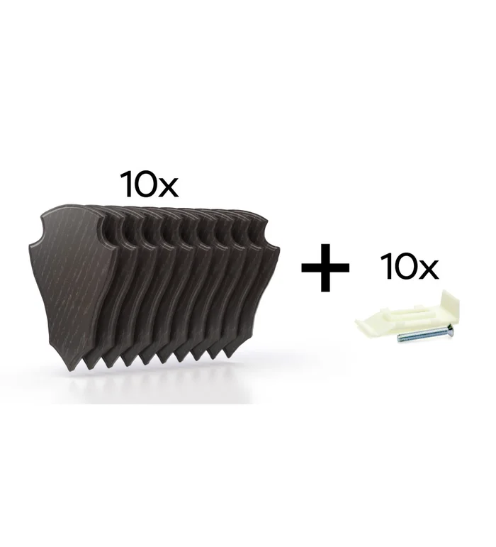 Pack de 10 plaques à trophées 22×13 cm + 10 supports plastiques – Foncées