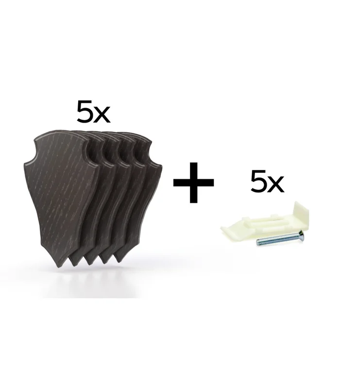 Pack de 5 plaques à trophée 19×12 cm + 5 supports plastiques – Foncées