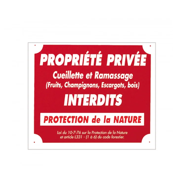 Panneau »Propriété privée cueillette… » 30 x 25 cm