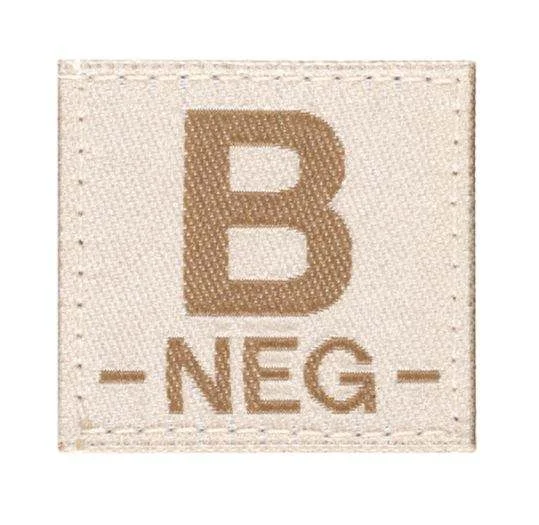 Patch Groupe Sanguin B Négatif Tan Clawgear