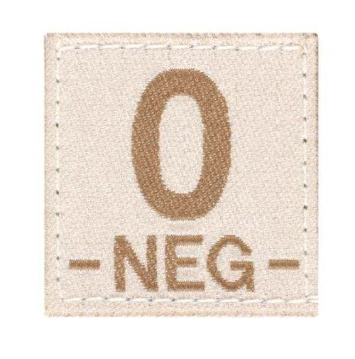 Patch Groupe Sanguin O Négatif Tan Clawgear
