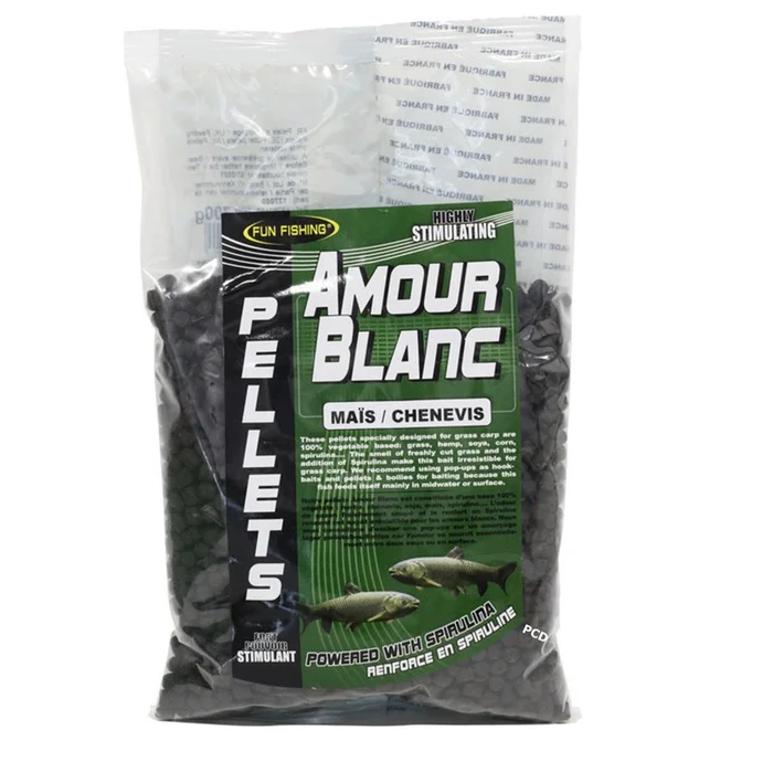 Pellets Fun Fishing Maïs /Chenevis Amour Blanc 700G