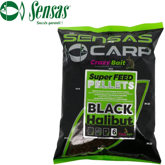 PELLETS SENSAS SUPER FEED PELLETS BLACK HALIBUT 2MM 700G