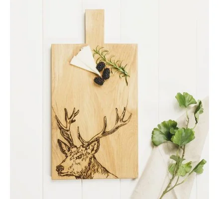 Planche en bois gravure cerf grand format – Image 2