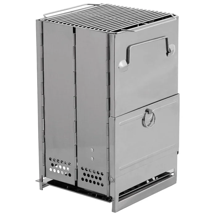 Poêle à bois Camping Rocket Stove avec grille Pliable 35 x 20 x 20cm