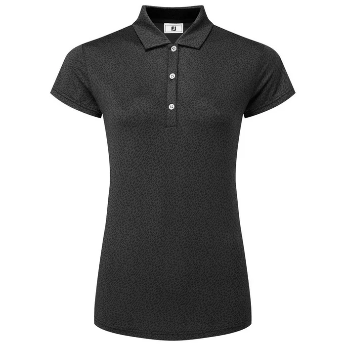 Polo Footjoy Animal Print Cap Sleeve Shirt Black