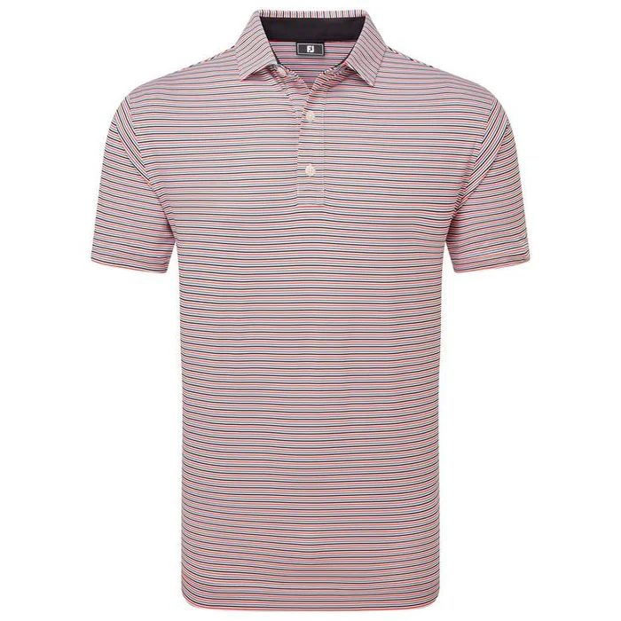 Polo Footjoy Balance Stripe Lisle White Hibiscus