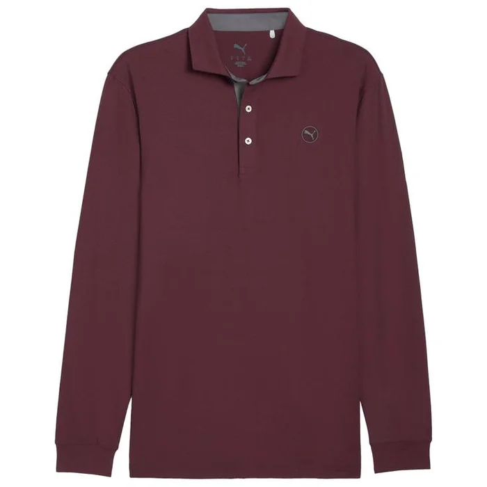 Polo Puma Golf Cloudspun Ls Midweight Polo Ruby Shimmer Slate Sky