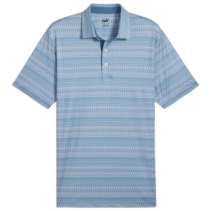 Polo Puma Golf Fair Isle Micro Print Polo Blue Horizon White Glow
