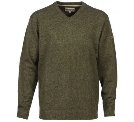 Pull de chasse brodé col V kaki PERCUSSION