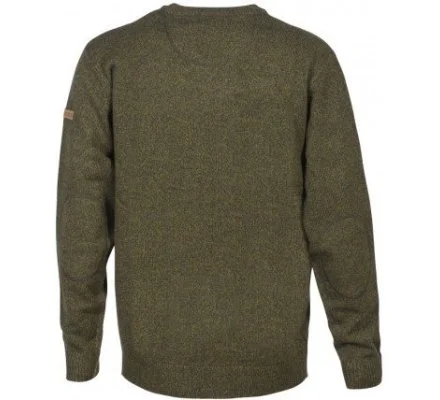 Pull de chasse brodé col V kaki PERCUSSION – Image 2