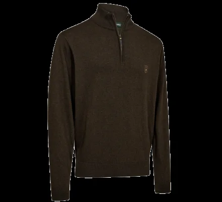 Pull demi zip Harrington marron DEERHUNTER