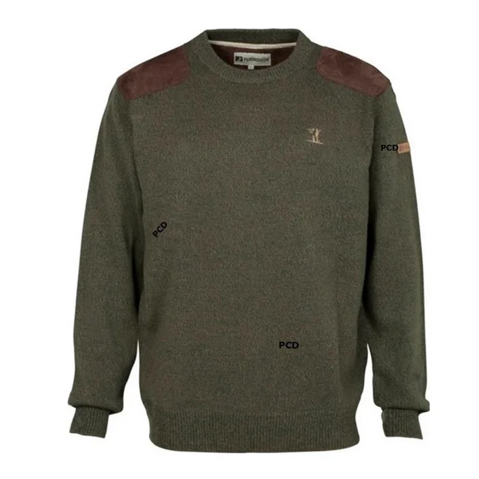 Pull Enfant Percussion Col Rond Brodé Percussion Kaki
