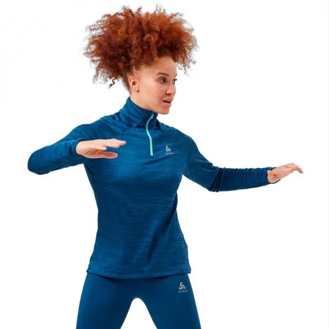 PULLOVER FEMME ODLO W RUN EASY HALF-ZIP MID LAYER TOP