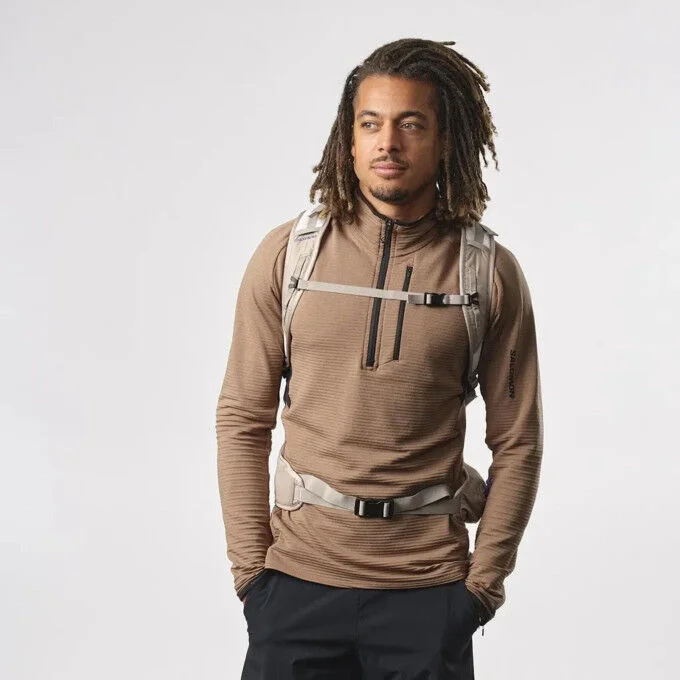 Sac a dos de randonnee Salomon TRAILBLAZER 30 VINTAGE KHAKI/GLACIER GRA – Image 3