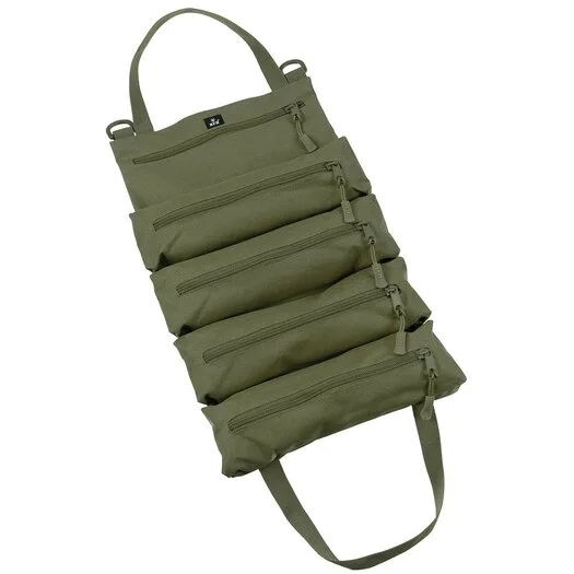 Sac utilitaire MFH Bushcraft enroulable, 5 compartiments, vert olive