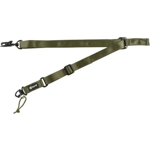 Sangle de fusil MFH, fixation 1 ou 2 points, vert armée, avec 2 mousquetons