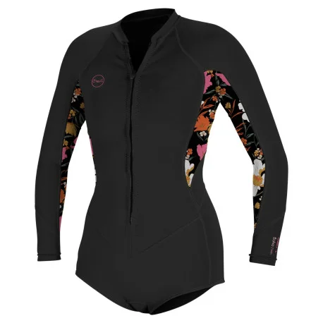 Shortys FemmeO’Neill Wms Bahia 2/1 Front Zip L/S Short Spring Black 2025