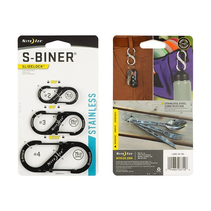 SPC14734 – Nite Ize S-Biner Slidelock Set N° 2, N° 3, N° 4 Acier Noir