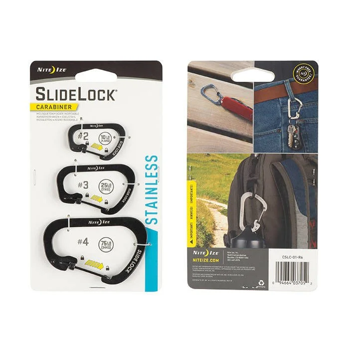 SPC14735 – Nite Ize Set de 3 Mousquetons Slidelock Noir