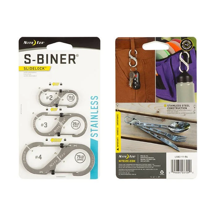 SPC15640 – Nite Ize S-Biner Slidelock Set N° 2, N° 3, N° 4 Acier