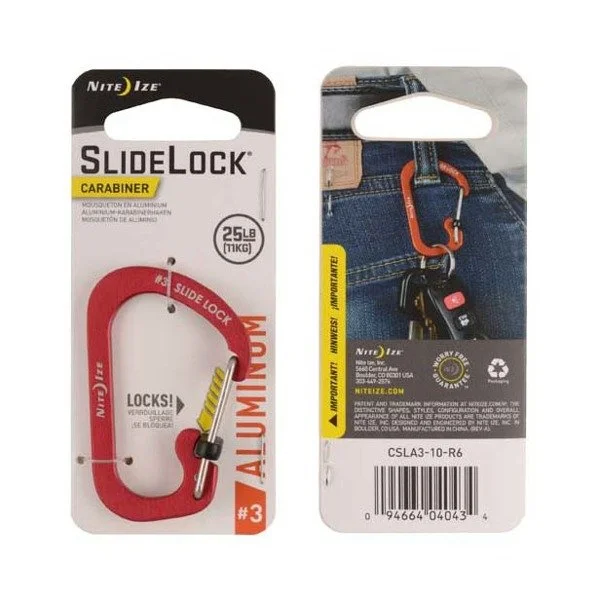SPC19131 – Nite Ize Mousqueton Slidelock N° 3 Aluminium Rouge