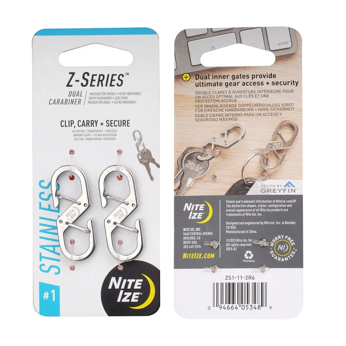 SPC39806 – Nite Ize Double crochets Z-Series acier N° 1 par 2