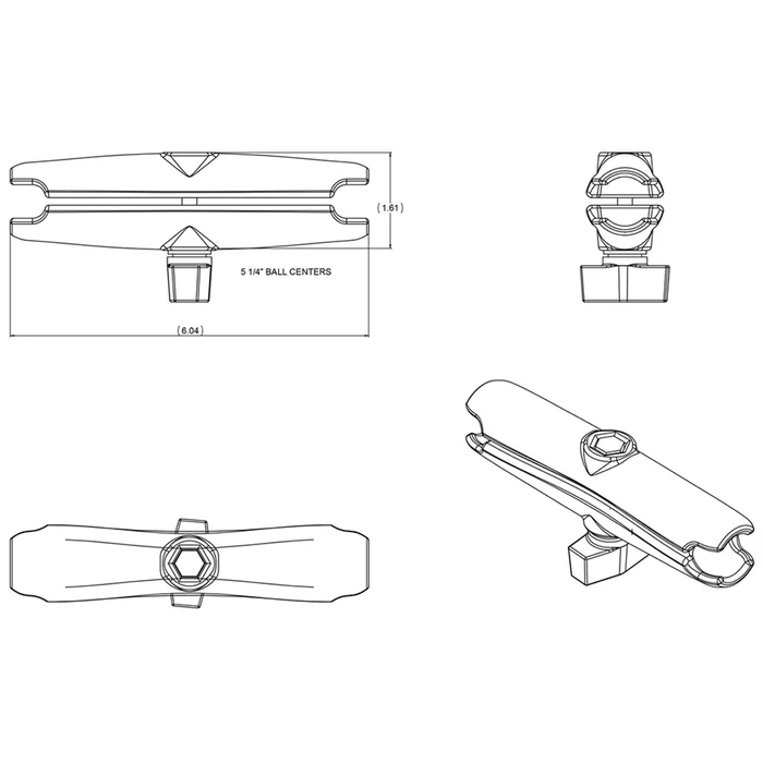 Support RAM Mount à double rotule long pour bases de boule de 1″ – Image 3