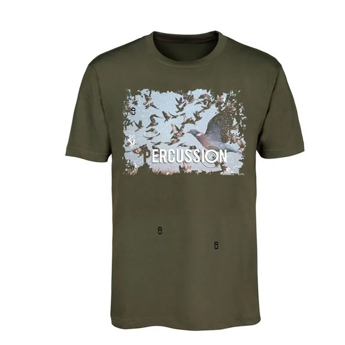 T-Shirt Homme Percussion Sérigraphié Kaki Palombe
