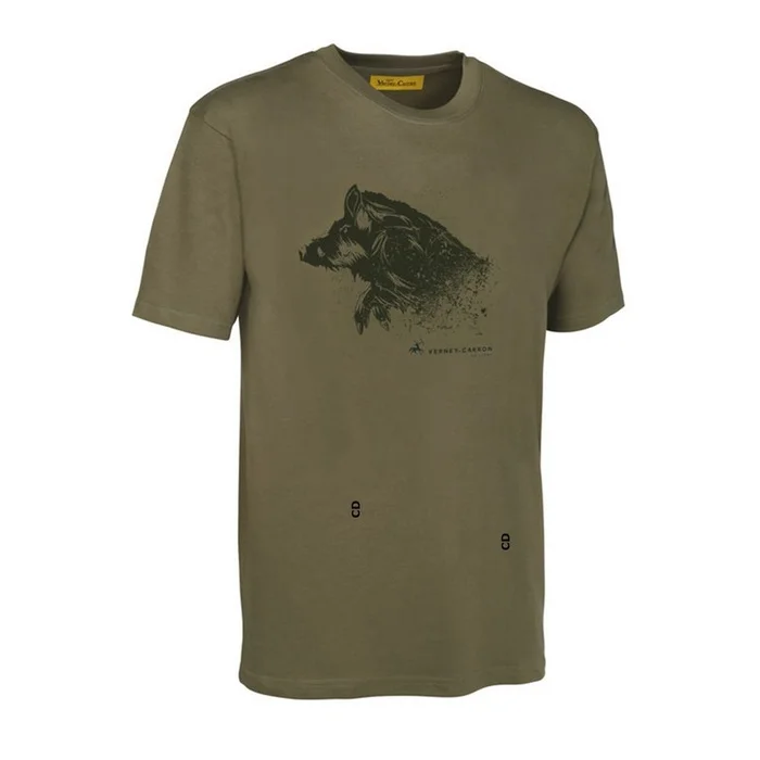 T-Shirt Homme Verney Carron Imprimé Sanglier Kaki