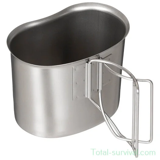 Tasse de cantine MFH US, acier inoxydable, poignées pliables