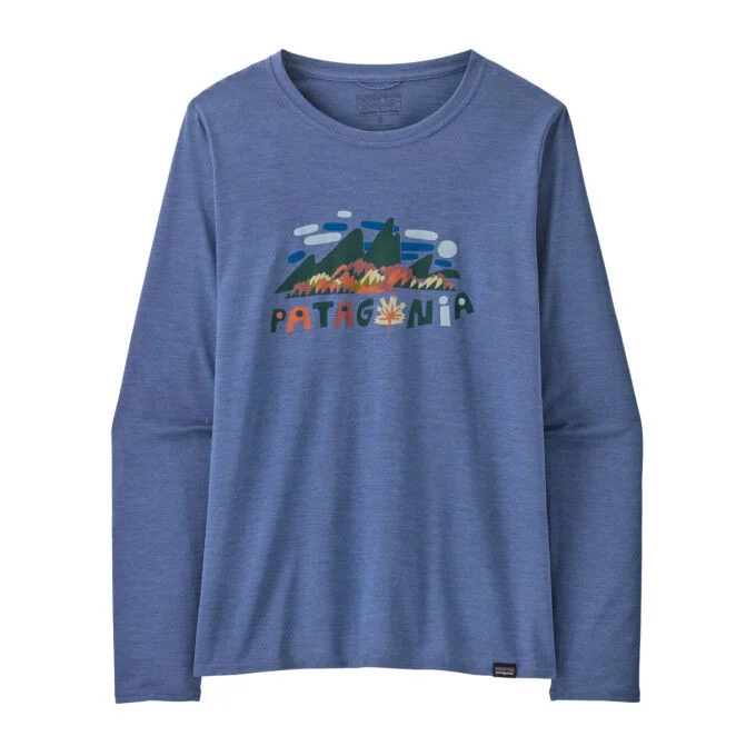 Tee-shirt graphique a manches longues Femme Patagonia Capilene Cool Daily – Fitz Roy Foliage: Current Blue X-Dye