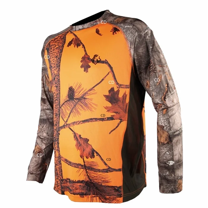 Tee Shirt Homme Somlys Manches Longues Spandex Camo Orange 055