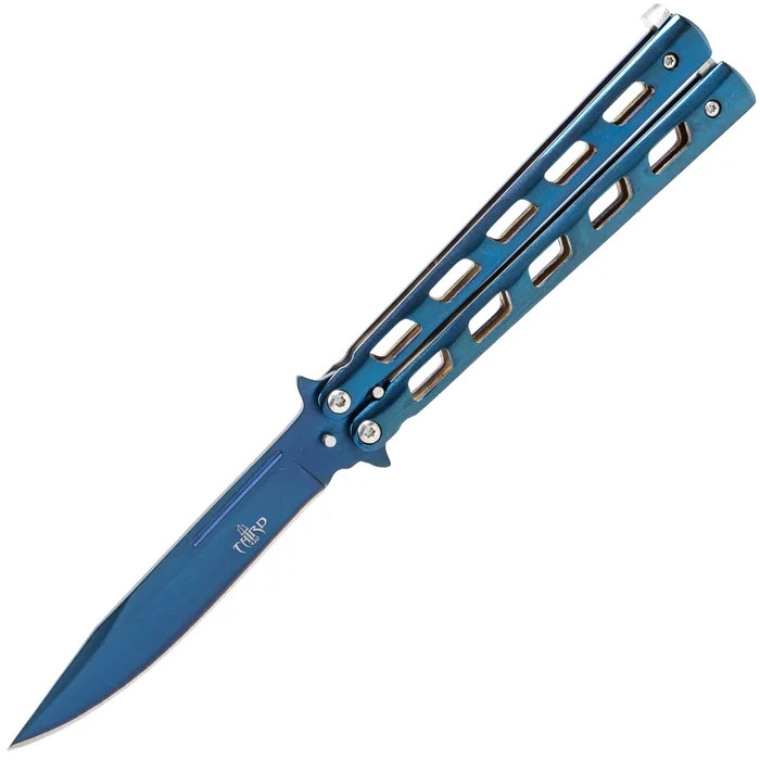 TH.10967A COUTEAU PAPILLON THIRD INOX BLEU