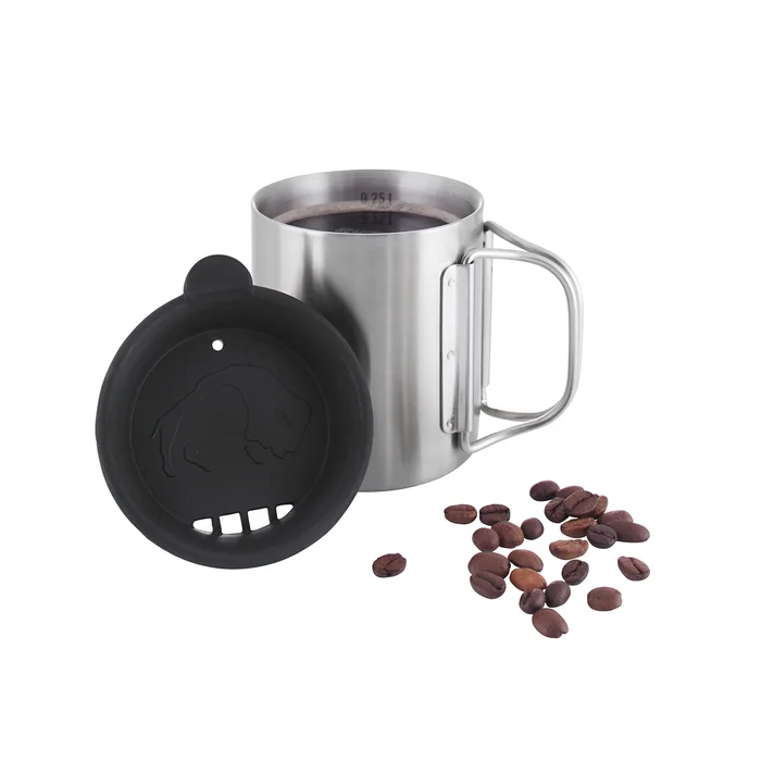 THERMOS250 – Tasse Thermos Tatonka graduée avec poignée pliante et couvercle – 250ml – Acier inox