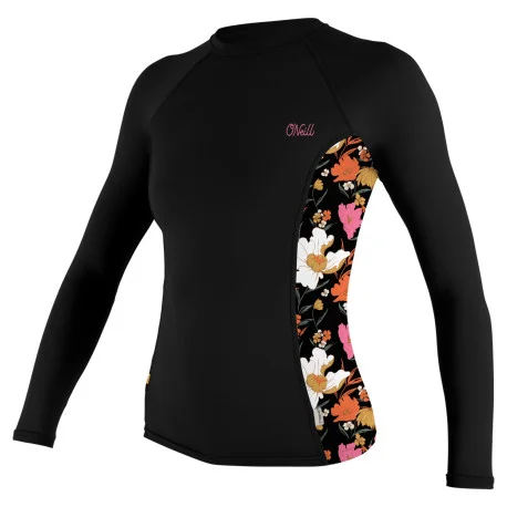 Tops Lycra FemmeO&rsquo;Neill Wms Side Print L/S Rash Guard Black 2025