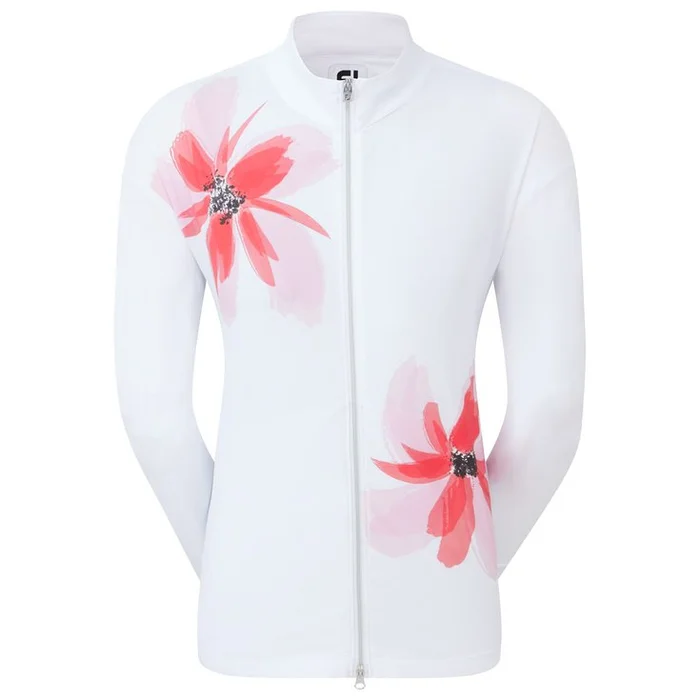 Veste Footjoy Lightweight Full-Zip Woven Jacket White With Pink Red