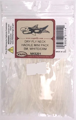 Wapsi Dry Fly Neck Hackle Mini Pack Small – Blanc/Crème