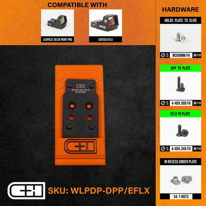 WLPDP-DPP/EFLX – C&H Precision paltine Walther DEFENSE PDP 1.0 to Leupold Delta Point Pro and EOTech EFLX