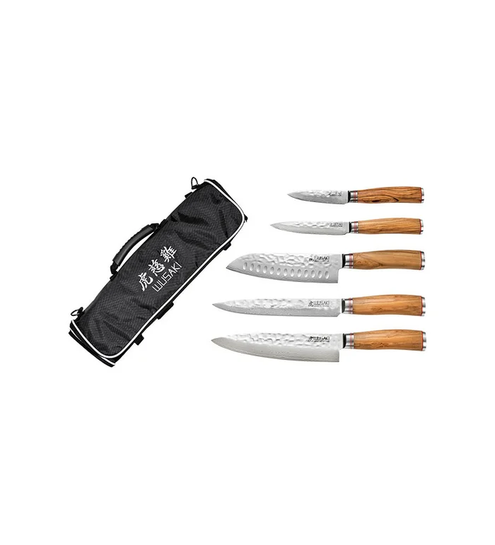 Wusaki Damas – Malette 5 couteaux damas 0 cm