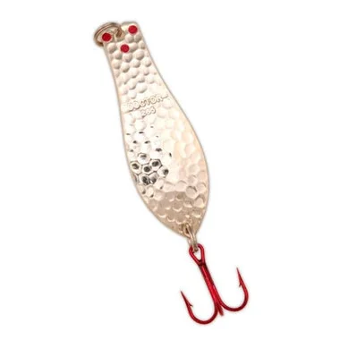 Yellow Bird – Cuillère Doctor Premium avec hameçons LazerSharp rouges en nickel martelé (PM401) – 4,5 po 1 3/16 oz